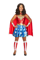 Women's Wonder Woman Costume with Gauntlets, Tiara & Leg Warmers