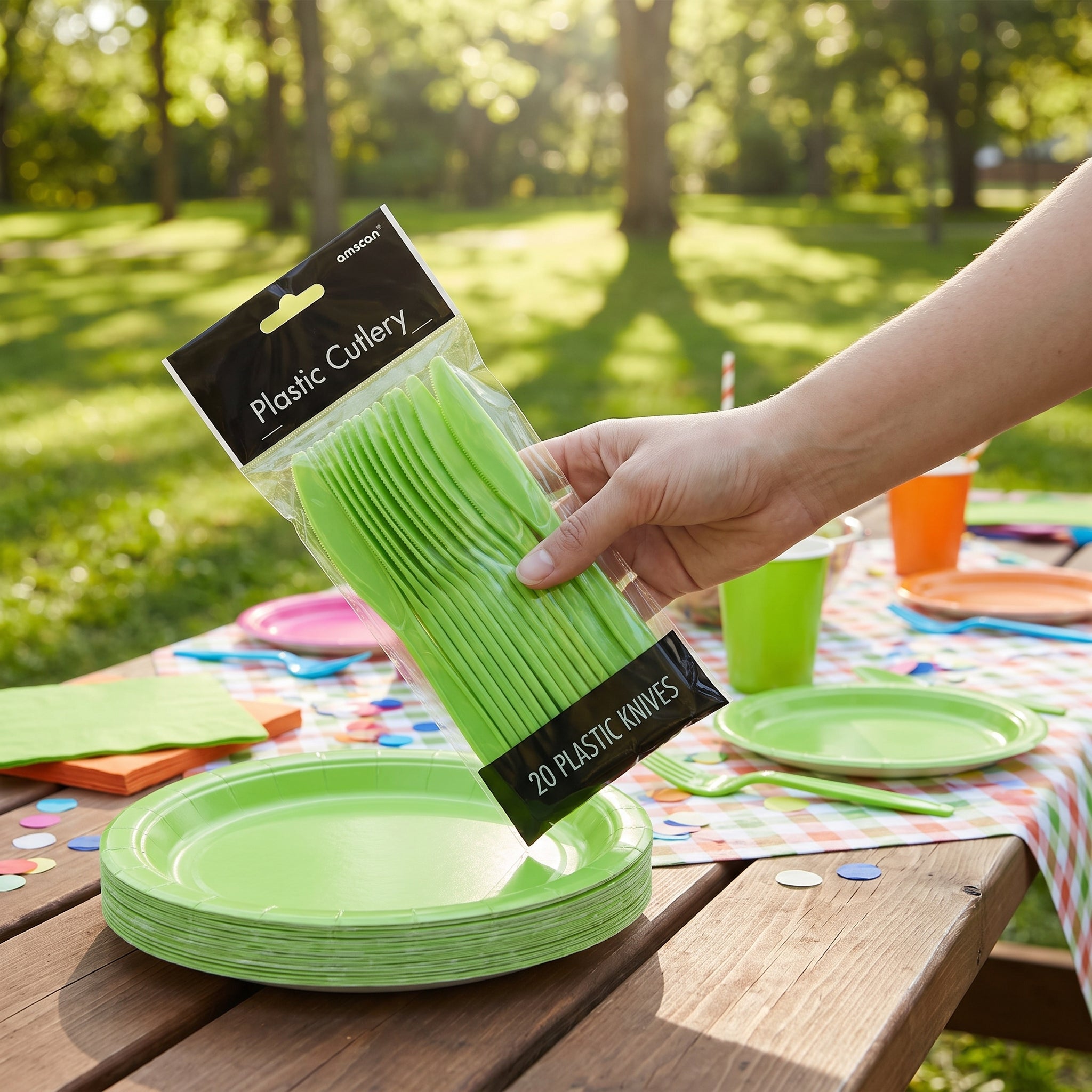 Kiwi Green Plastic Knives - 7.5 in. - 20 Pack