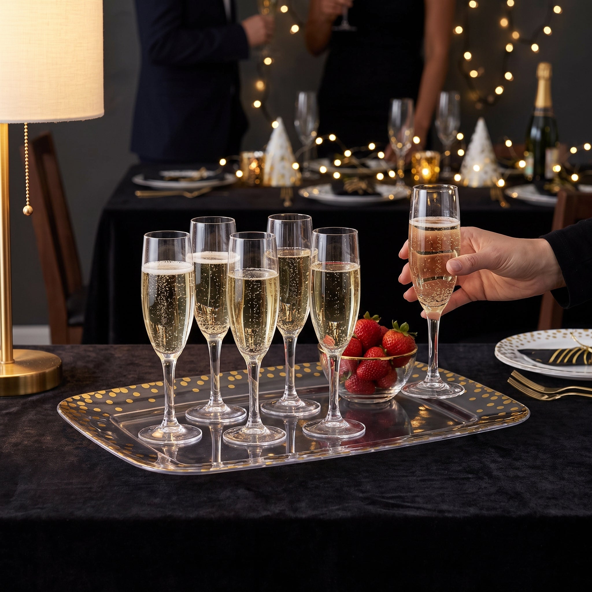 Elegance Gold Dot Plastic Tray - 11" x 18"