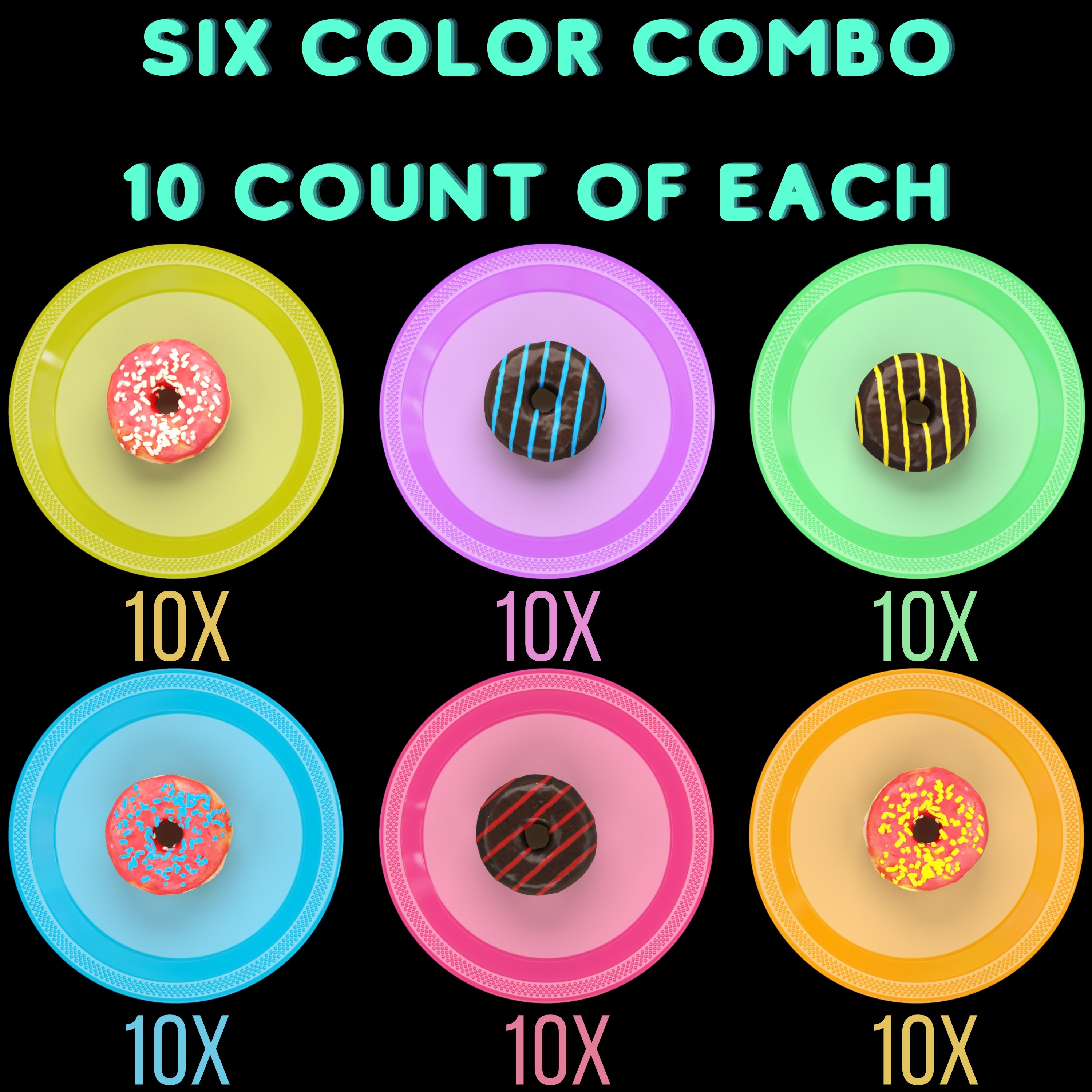 Unleashed - 7 In. Neon Assorted Color Plastic Plates - 60 Ct.