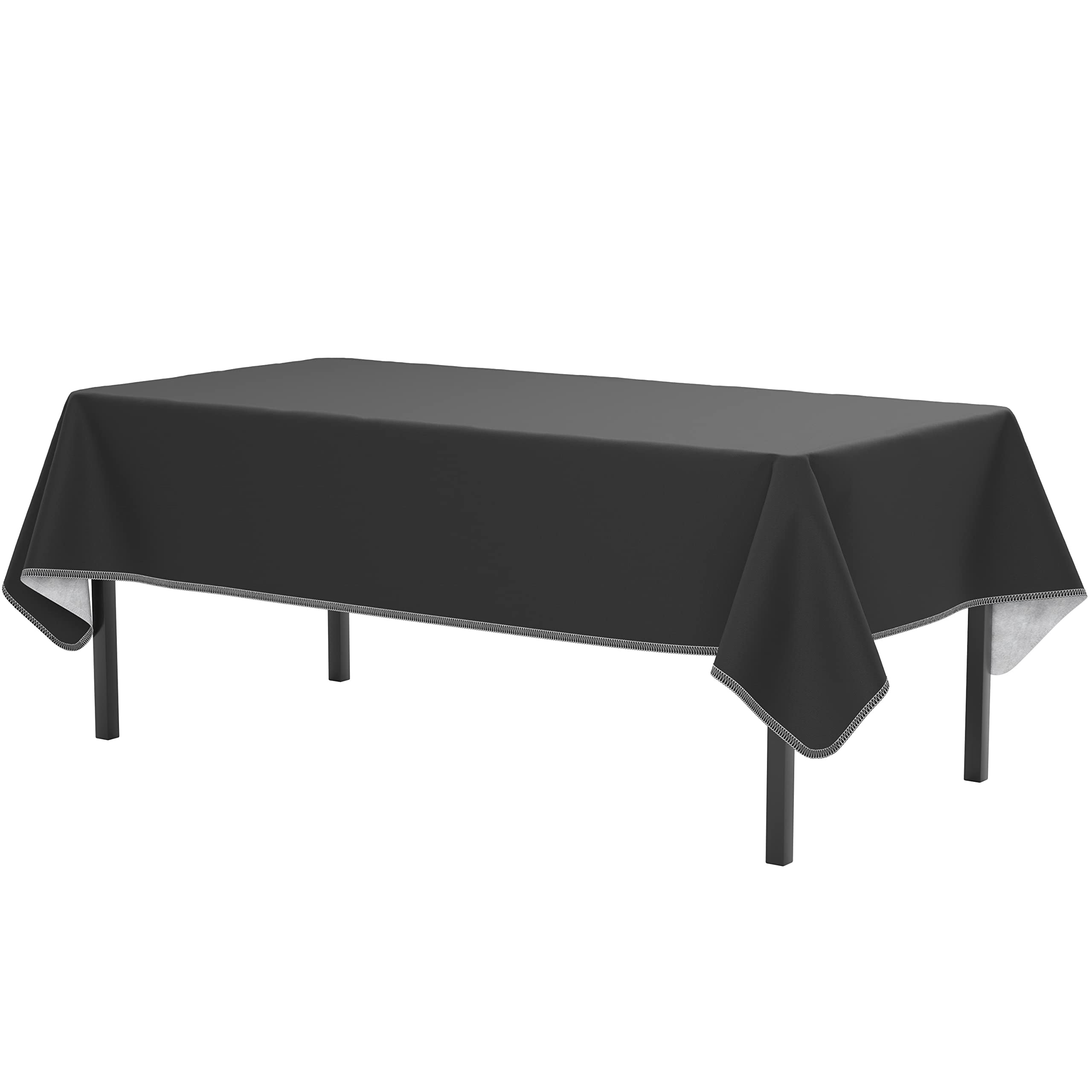 Black Flannel Backed Plastic Table Cover 54 In. x 108 In. | Case of 36
