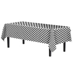 Black/White Checkered Plastic Table Cover - 54 In. x 108 In.