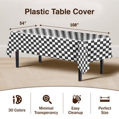 Black/White Checkered Plastic Table Cover | Case of 48