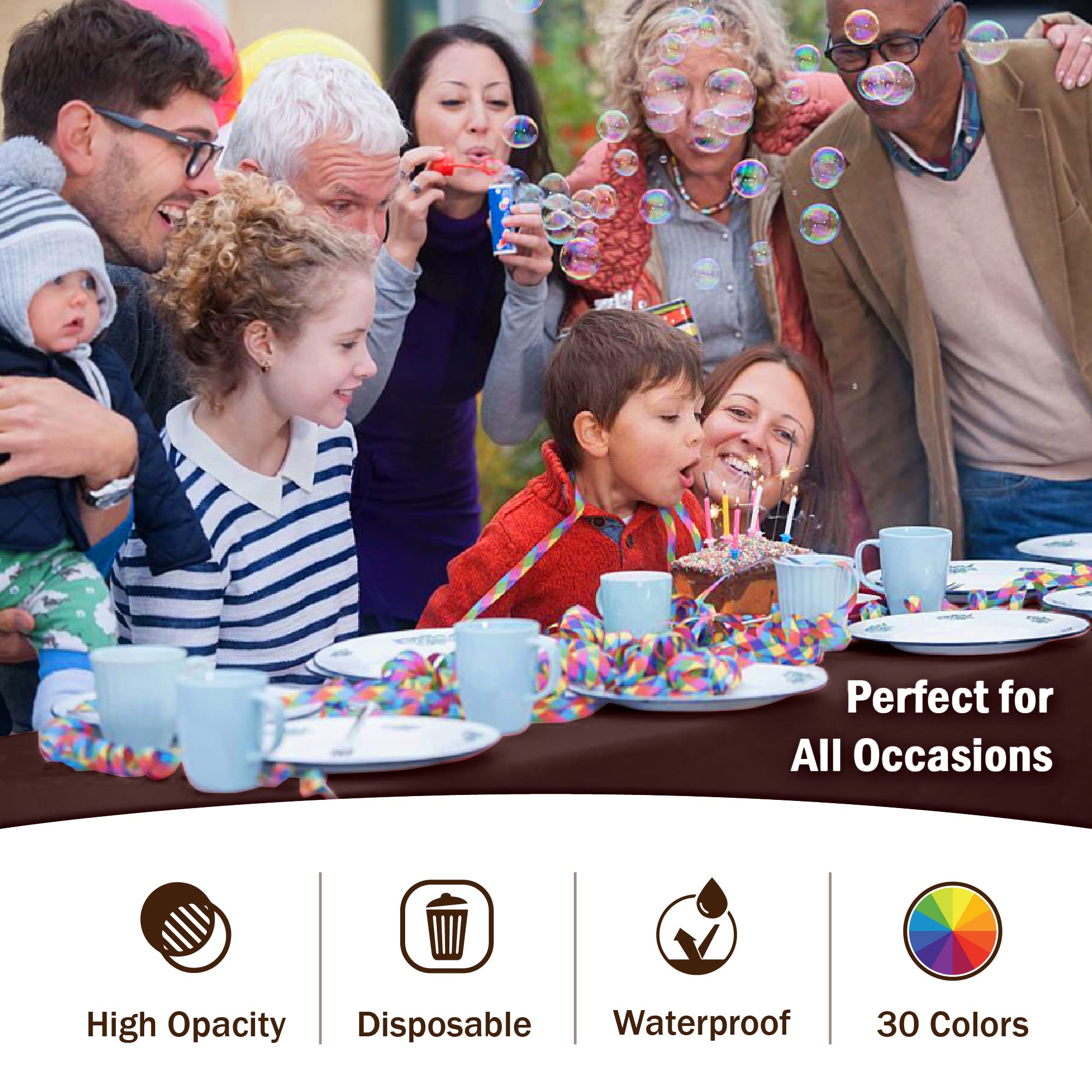 Premium Brown Plastic Table Covers | 12 Pack