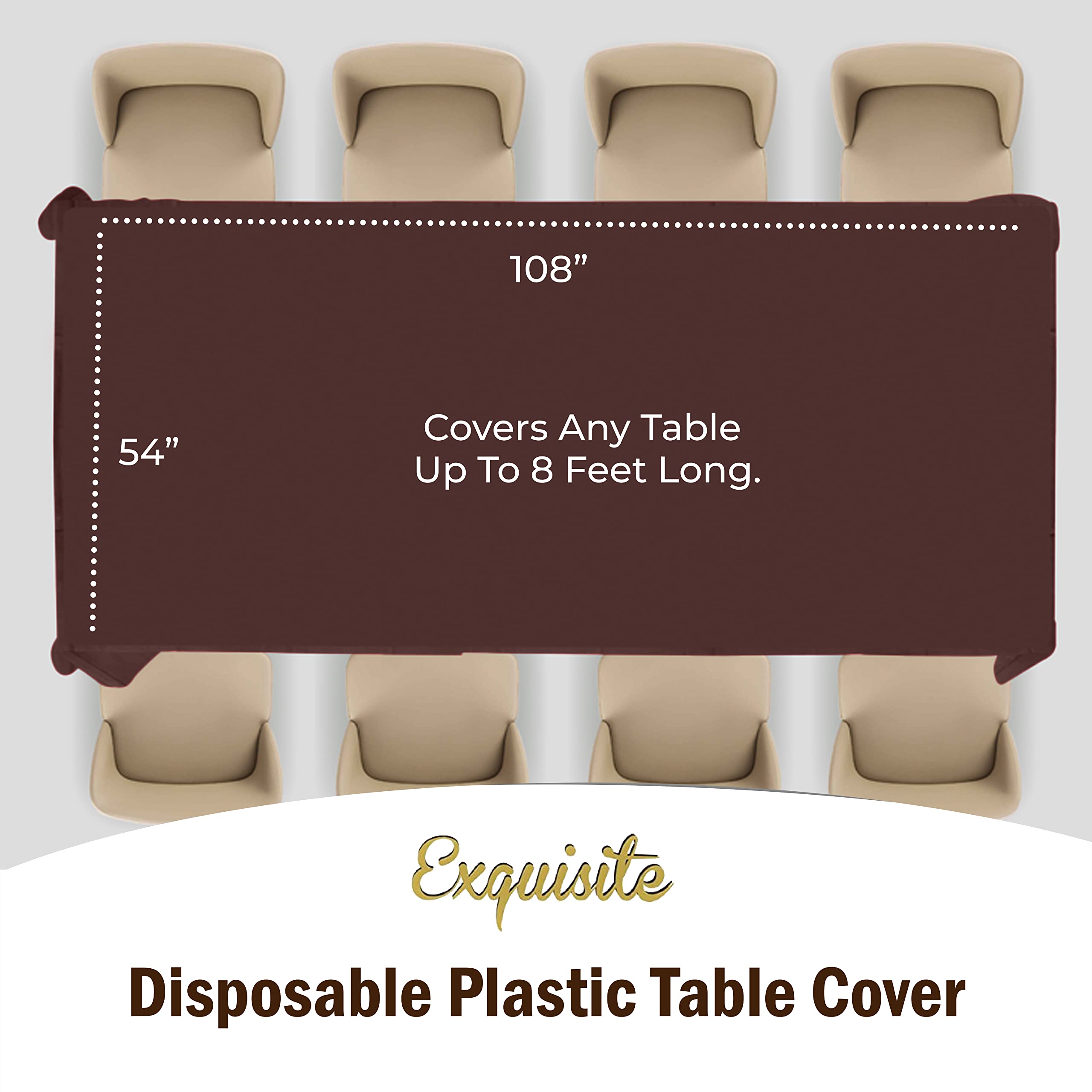 Premium Brown Plastic Table Covers | 12 Pack