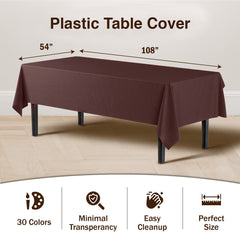 Premium Brown Plastic Table Covers | 12 Pack