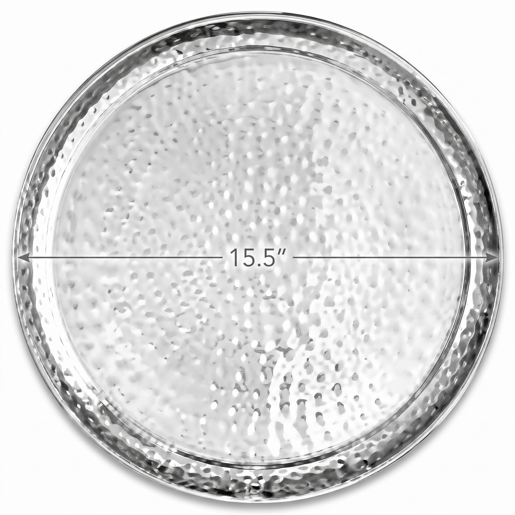 Premium 15.5" Hammered Silver Stainless Steel Tray