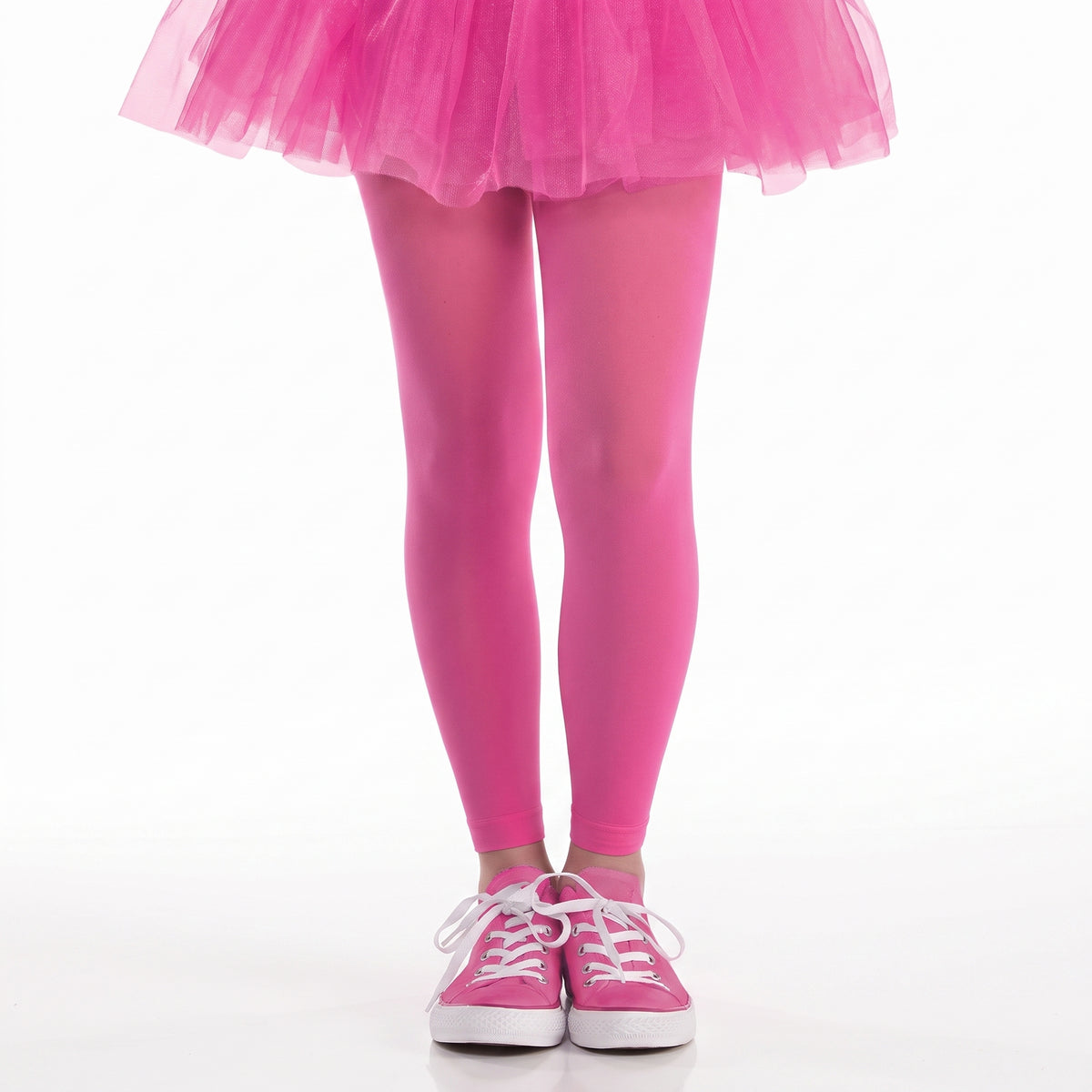 Bright Pink Footless Tights for Kids - Perfect for Costumes & Team Spirit
