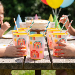 Retro Rainbow Reusable Favor Cup - 16 oz