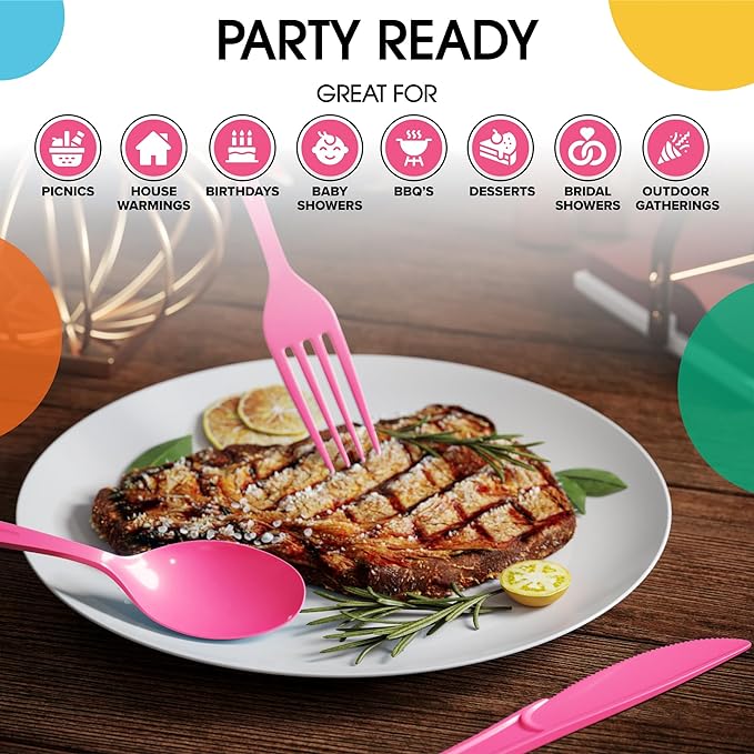 Heavy Duty Cerise Plastic Knives | 50 Count