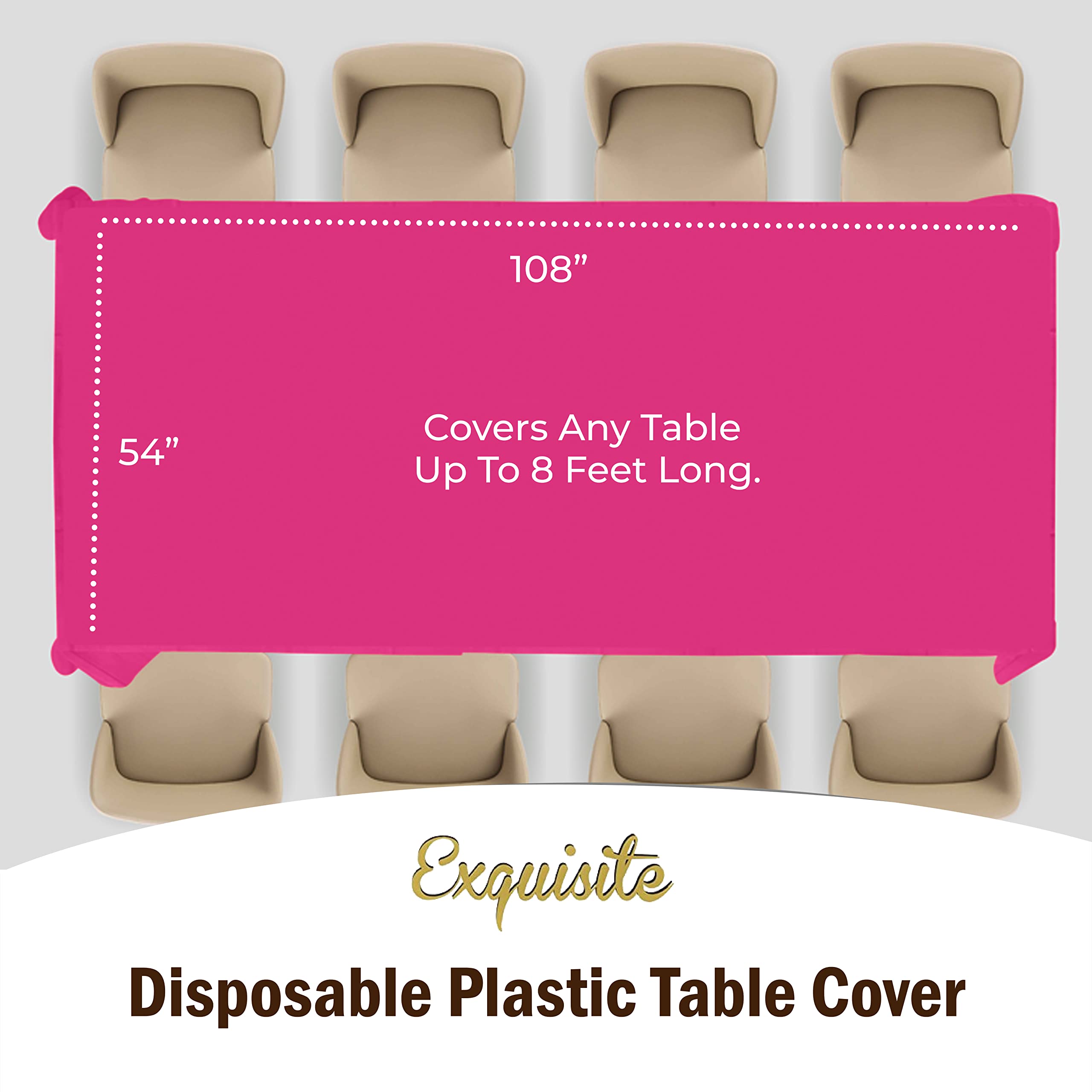 Premium Cerise Plastic Table Covers | 12 Pack