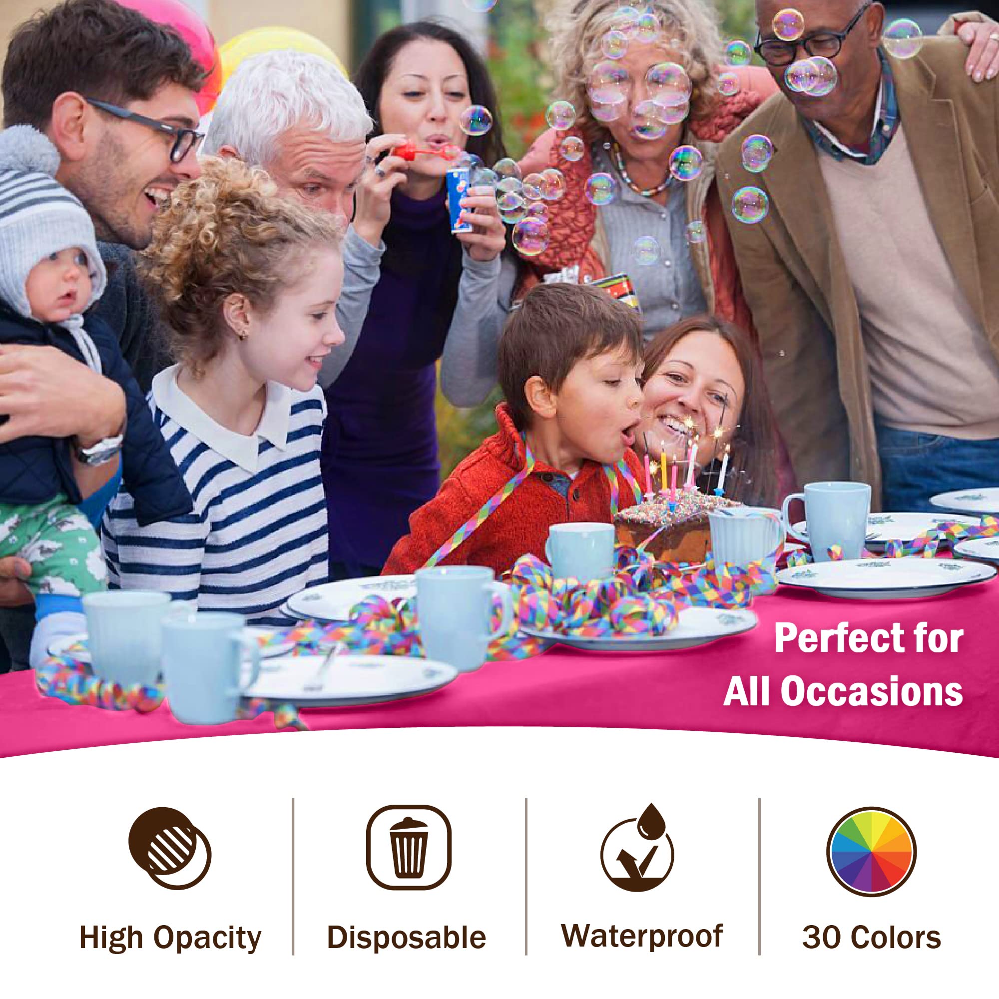 Premium Cerise Plastic Table Covers | 12 Pack