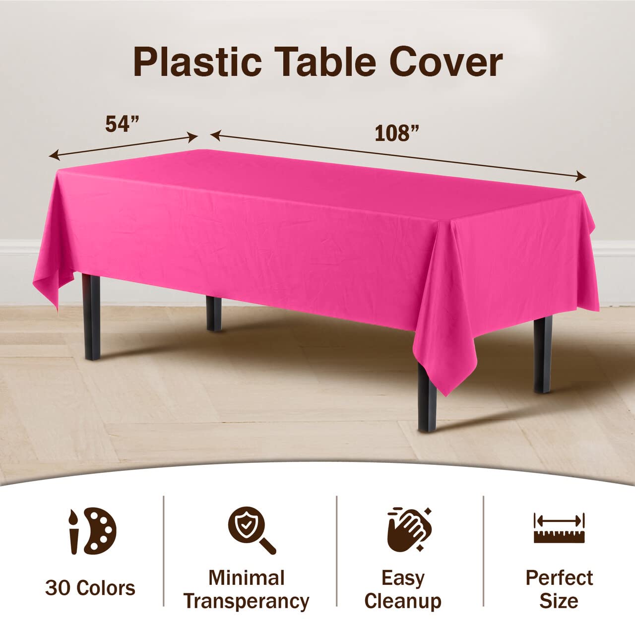 Premium Cerise Plastic Table Covers | 12 Pack