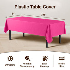 Premium Cerise Plastic Table Covers | 12 Pack