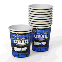 9 Oz. White/Blue Graduation Cups | 24 Count