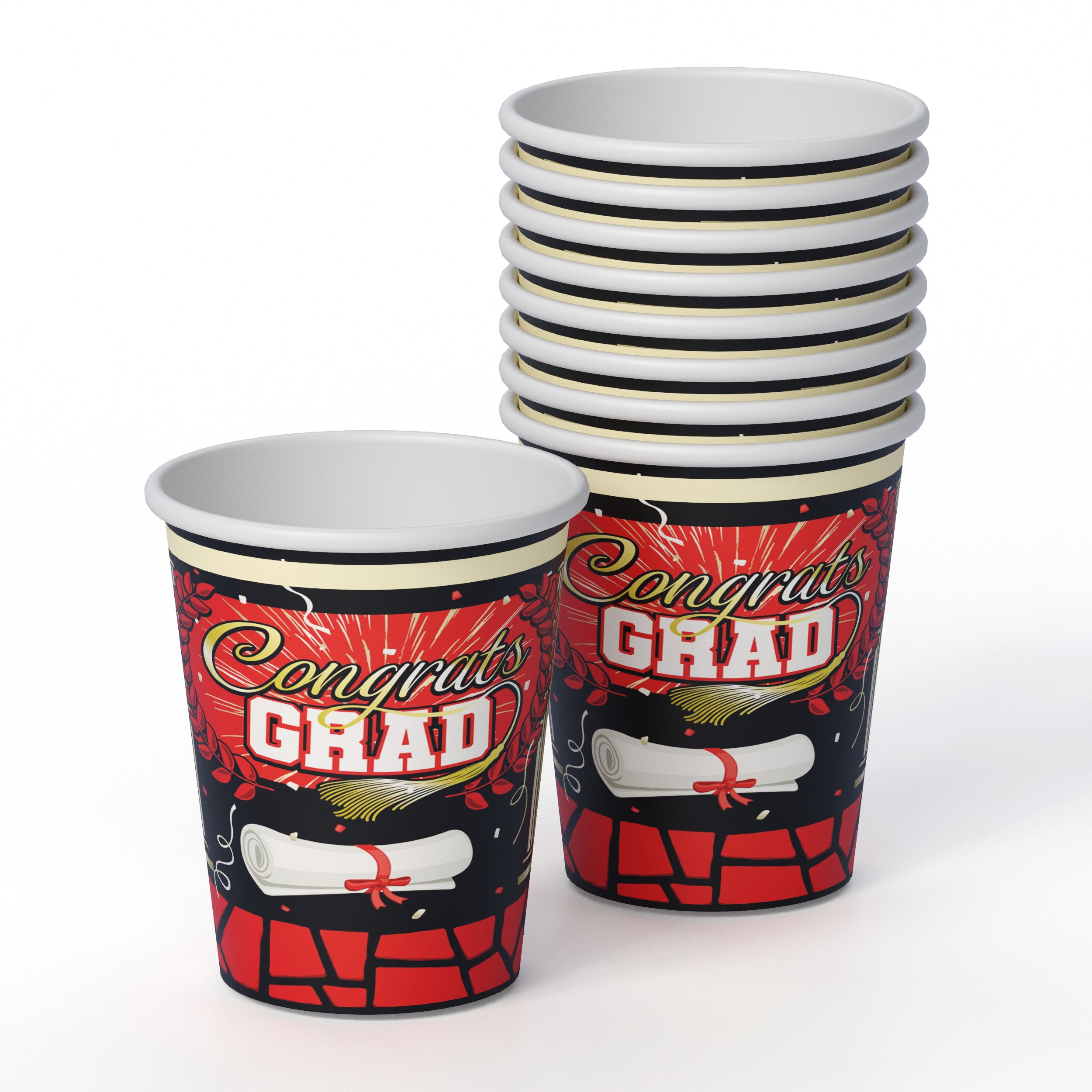 White/Red Graduation Combo Pack | Service For 8