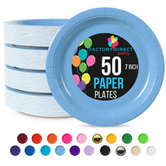 7 In. Light Blue Paper Plates - 50 Ct.