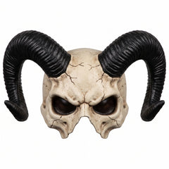 Ram Horned Skull Half Mask - Halloween Costume Accessory
