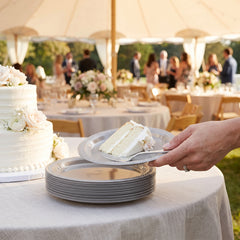 Elegant Silver 7" Plastic Dessert Plates, 20-Pack