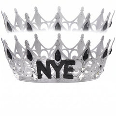Silver "NYE" Royal Jeweled Crown Tiara for New Year's Eve