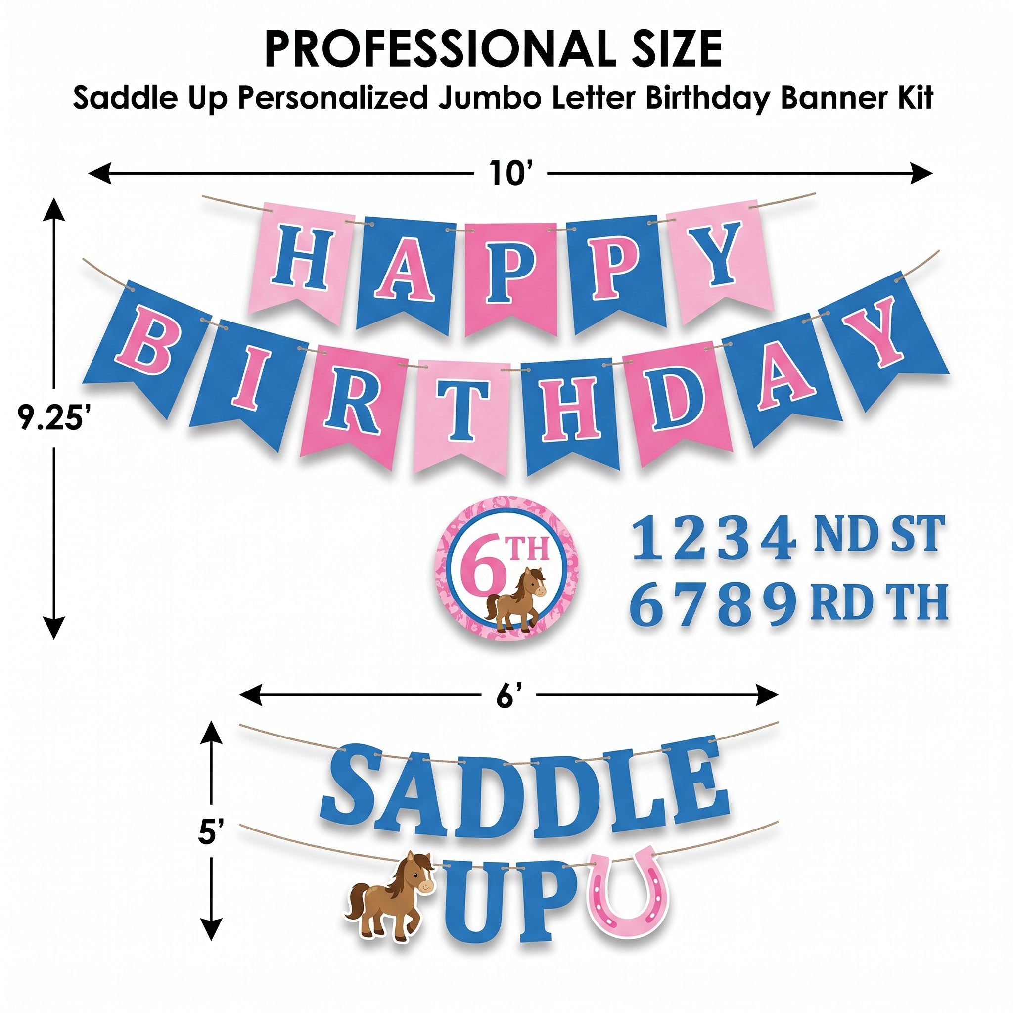 Saddle Up Personalized Jumbo Letter Birthday Banner Kit
