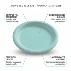 Robin's Egg Blue Paper Plates 6.75 Inch Round