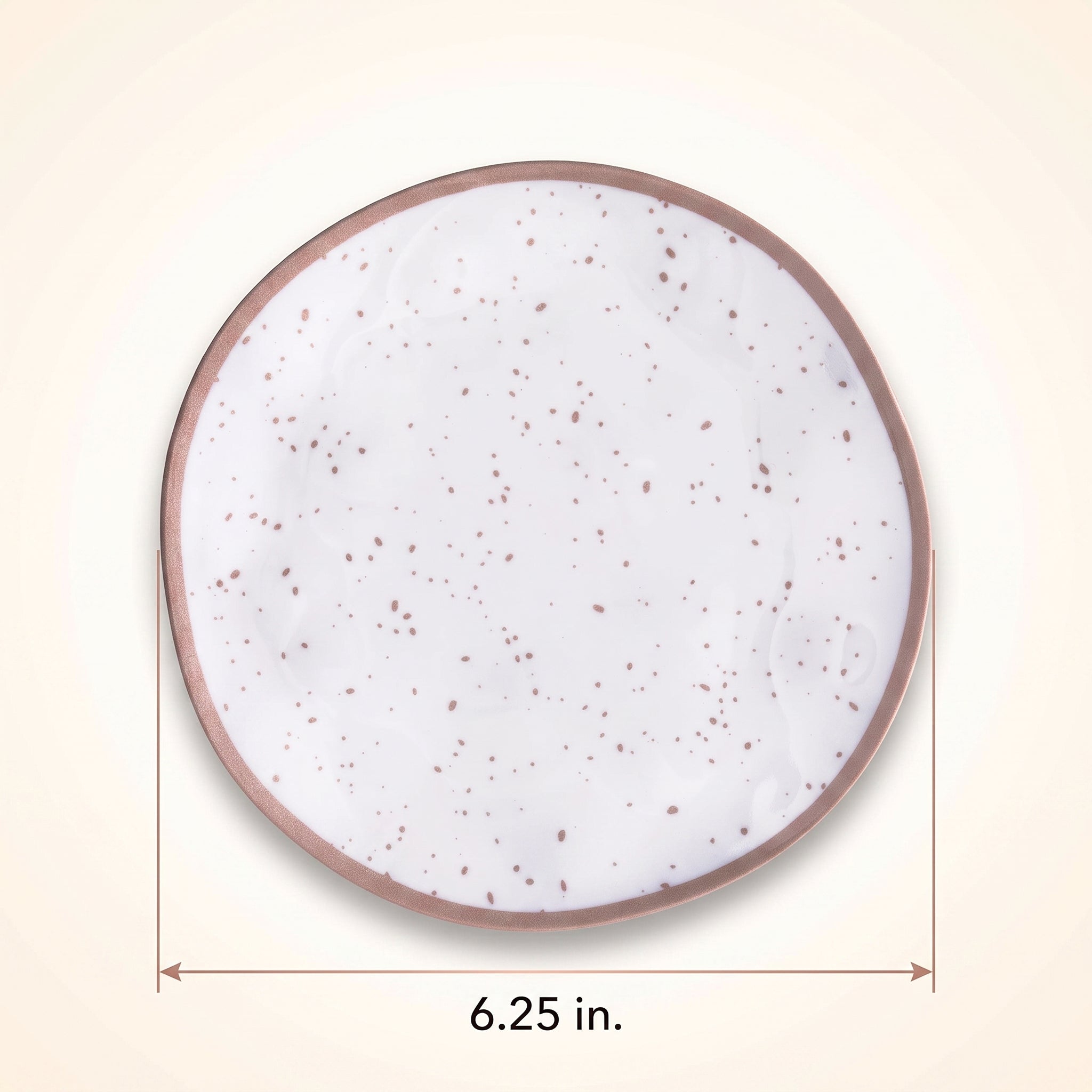 Rose Gold Trim Melamine Appetizer Plate - 6.25"