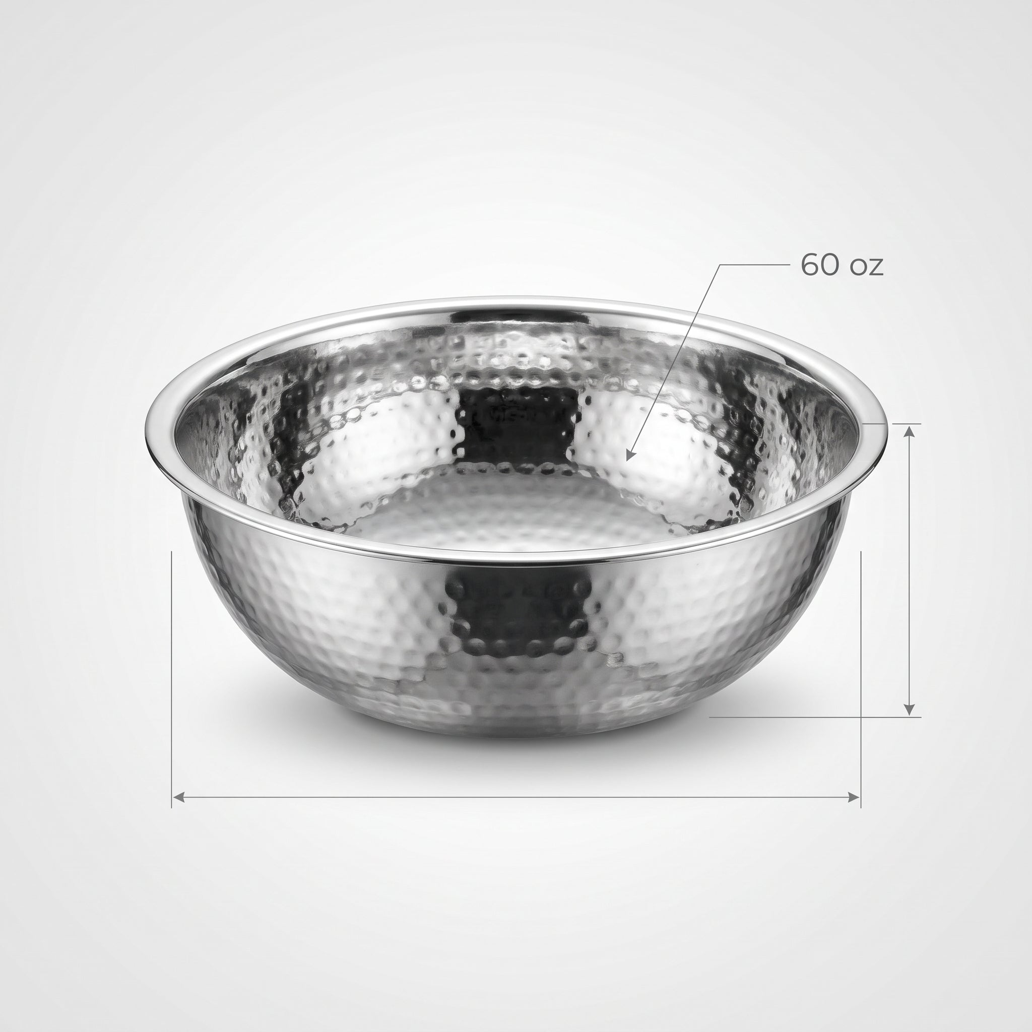 Elegant 10.75" Hammered Stainless Steel Serving Bowl