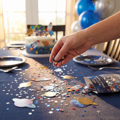 Blast Off Space-Themed Confetti for Baby's First Birthday