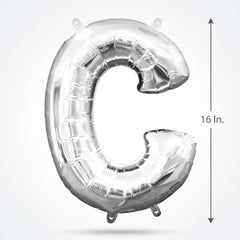 Silver Foil Letter 'C' Balloon - Air Filled