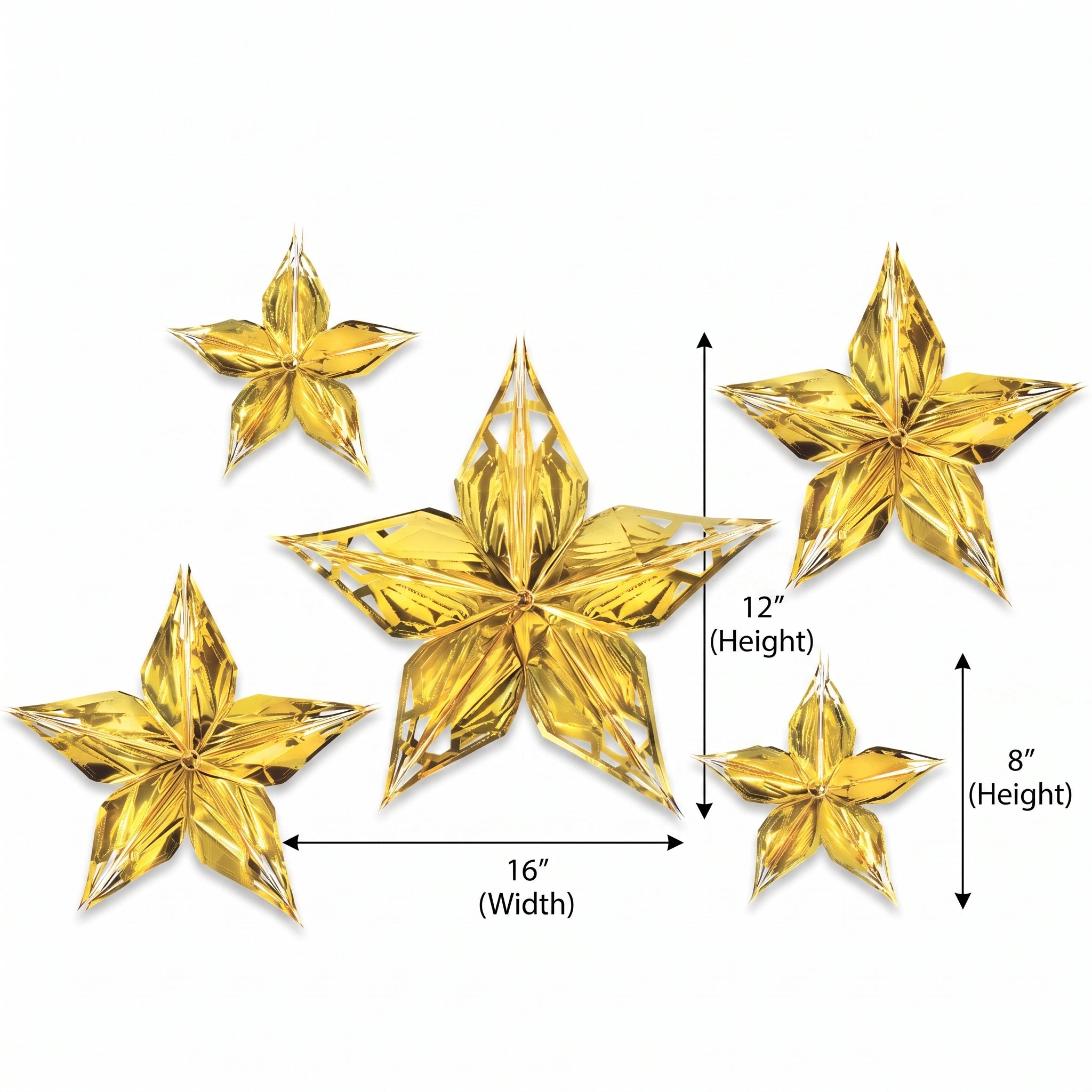 Metallic Gold Star Hanging Decorations for Hollywood Party