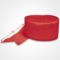 Bold Red Crepe Streamer - 81 ft