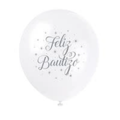 12 In. White Feliz Bautizo Latex Balloon | 8 Count