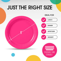 9 In. Cerise Paper Plates | Case of 1000