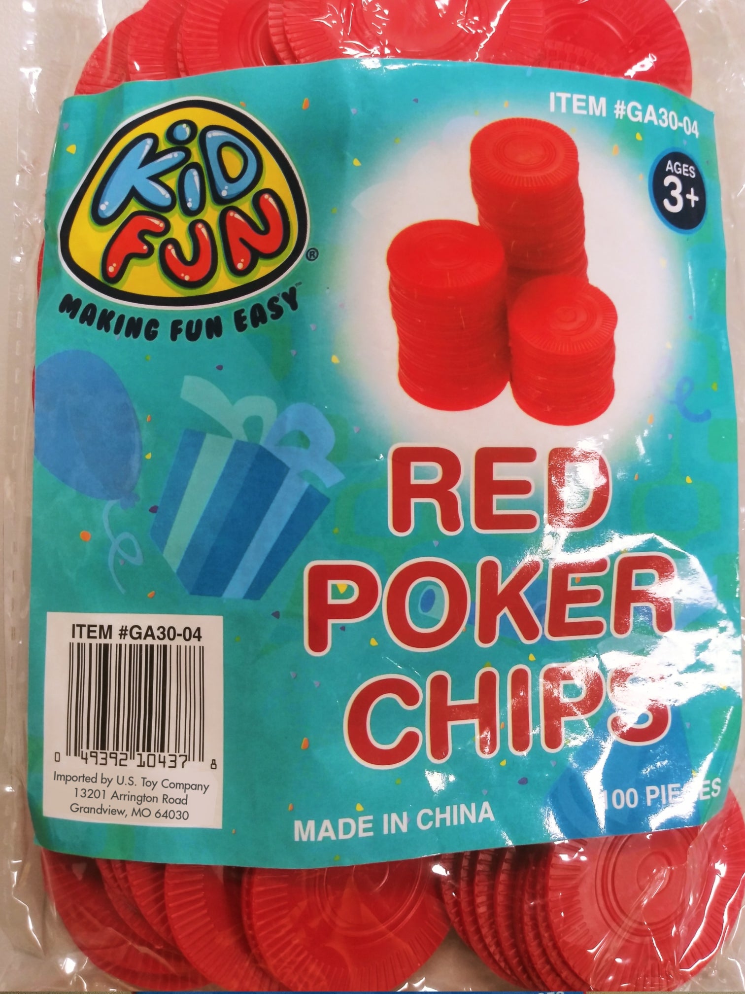 Red Poker Chips/100 Per Pkg