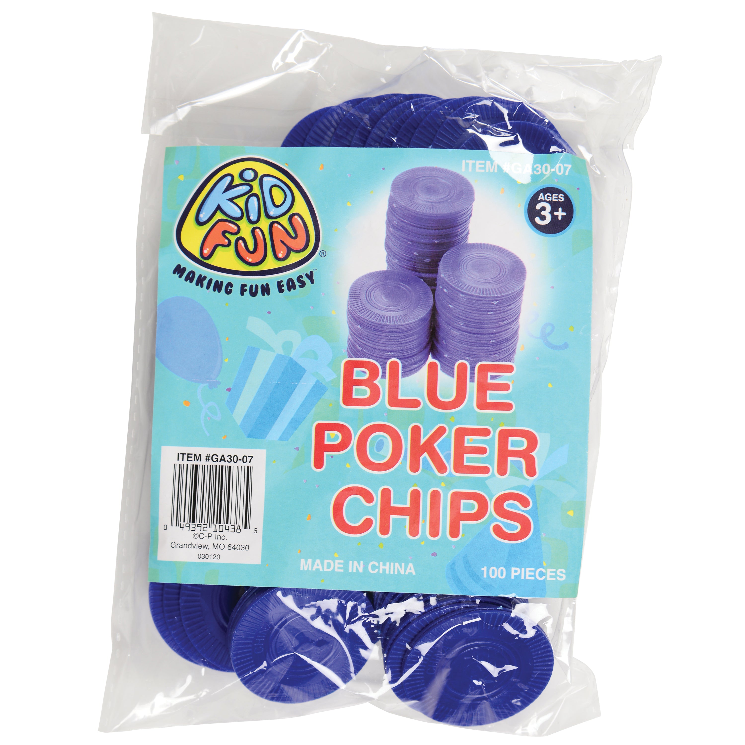 Blue Poker Chips/100 Per Pkg