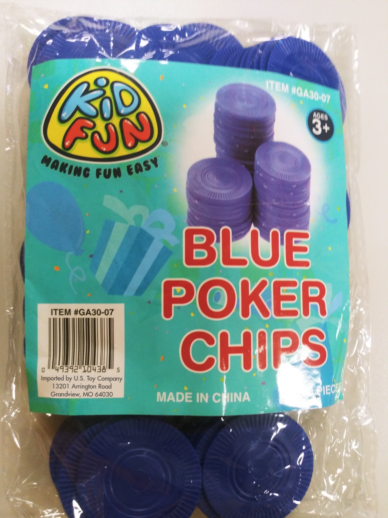 Blue Poker Chips/100 Per Pkg