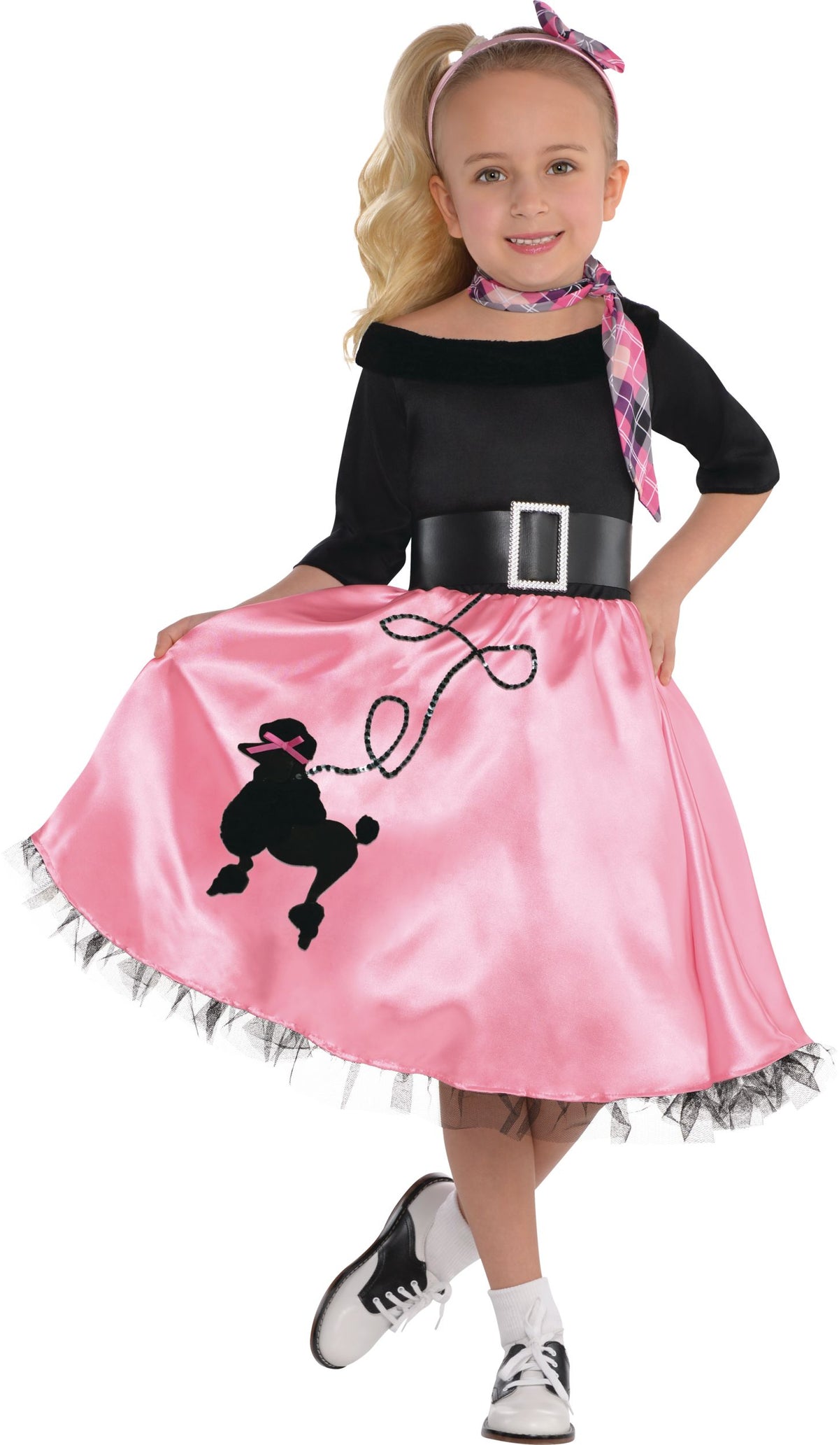 Girls' 1950s Miss Sock Hop Costume with Poodle Skirt & Accessories