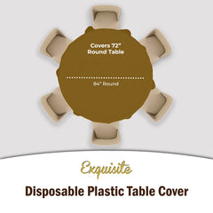 Gold Round Plastic Table Covers | 6 Pack