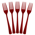 Heavy Duty Burgundy Plastic Forks - 7.5 in. | 50 Count