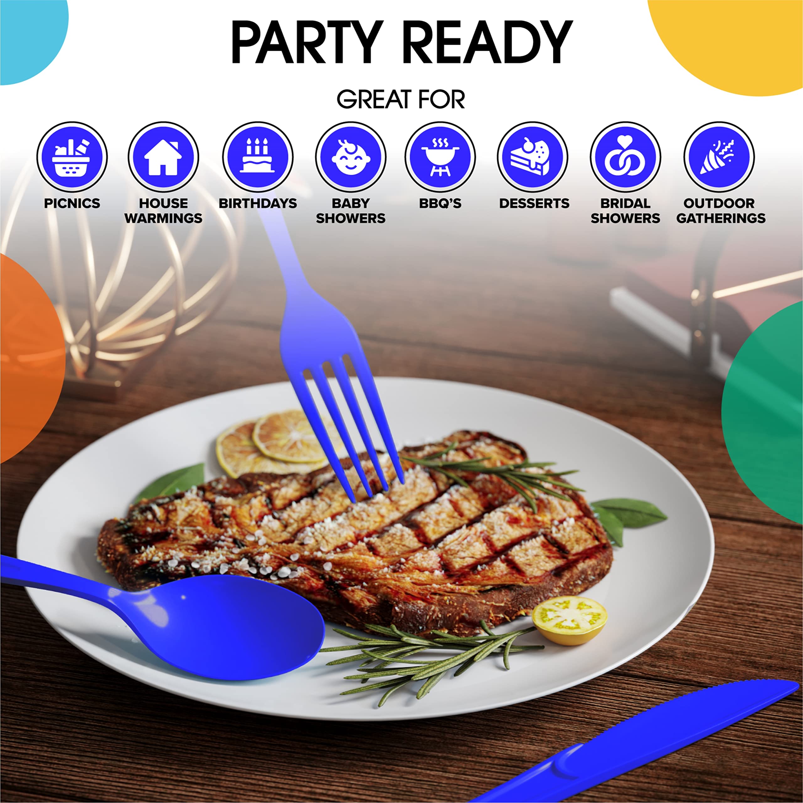 Unleashed - Heavy Duty Dark Blue Plastic Forks | 50 Count