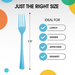 Heavy Duty Light Blue Plastic Forks | Case of 1200