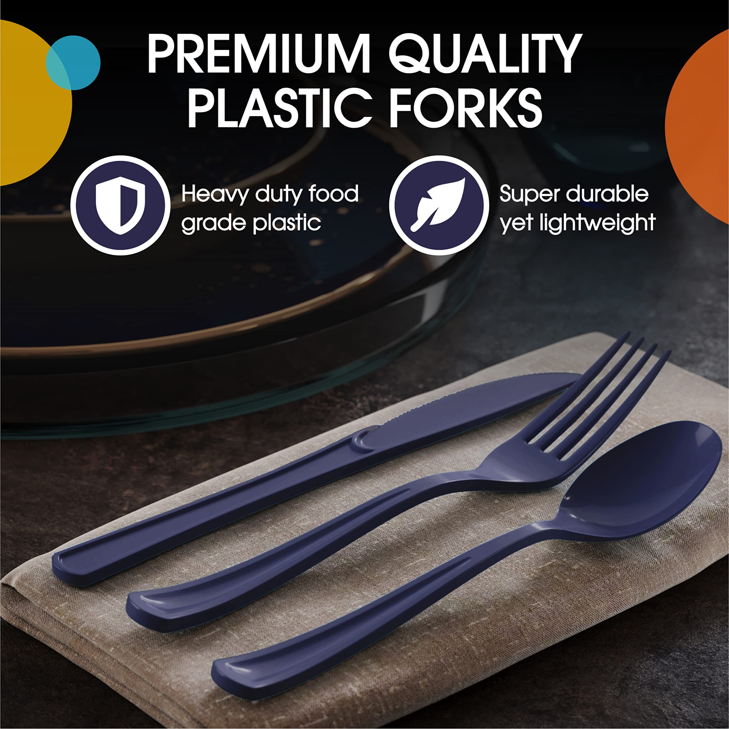 Heavy Duty Navy Plastic Forks | Case of 1200