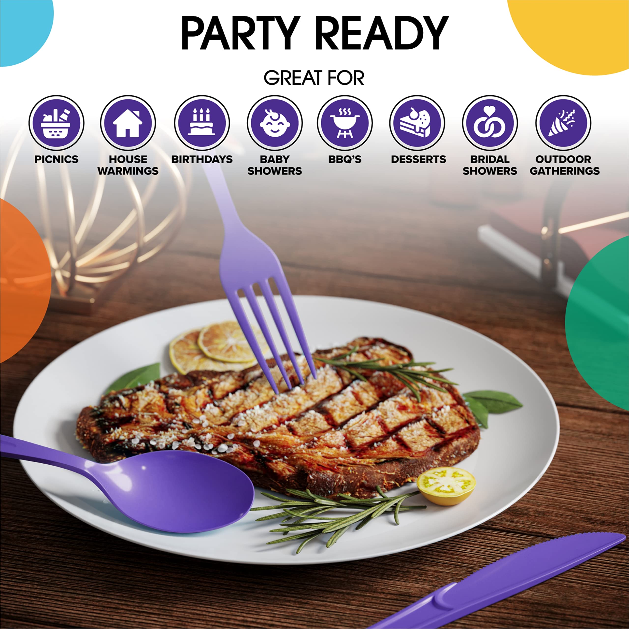 Heavy Duty Purple Plastic Forks | Case of 1200