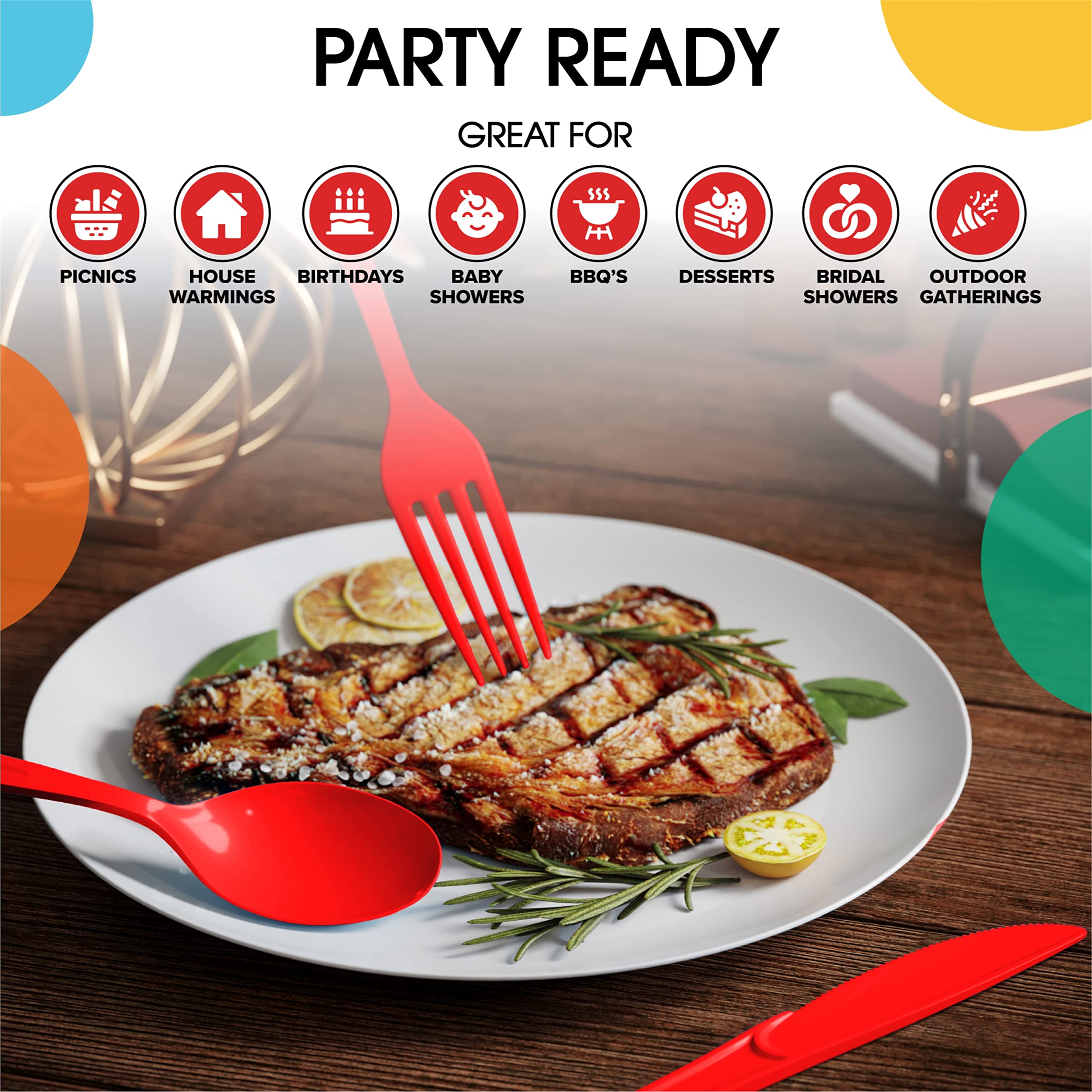 Heavy Duty Red Plastic Forks | Case of 1200
