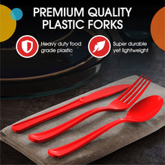 Heavy Duty Red Plastic Forks | Case of 1200