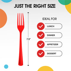 Heavy Duty Red Plastic Forks | Case of 1200