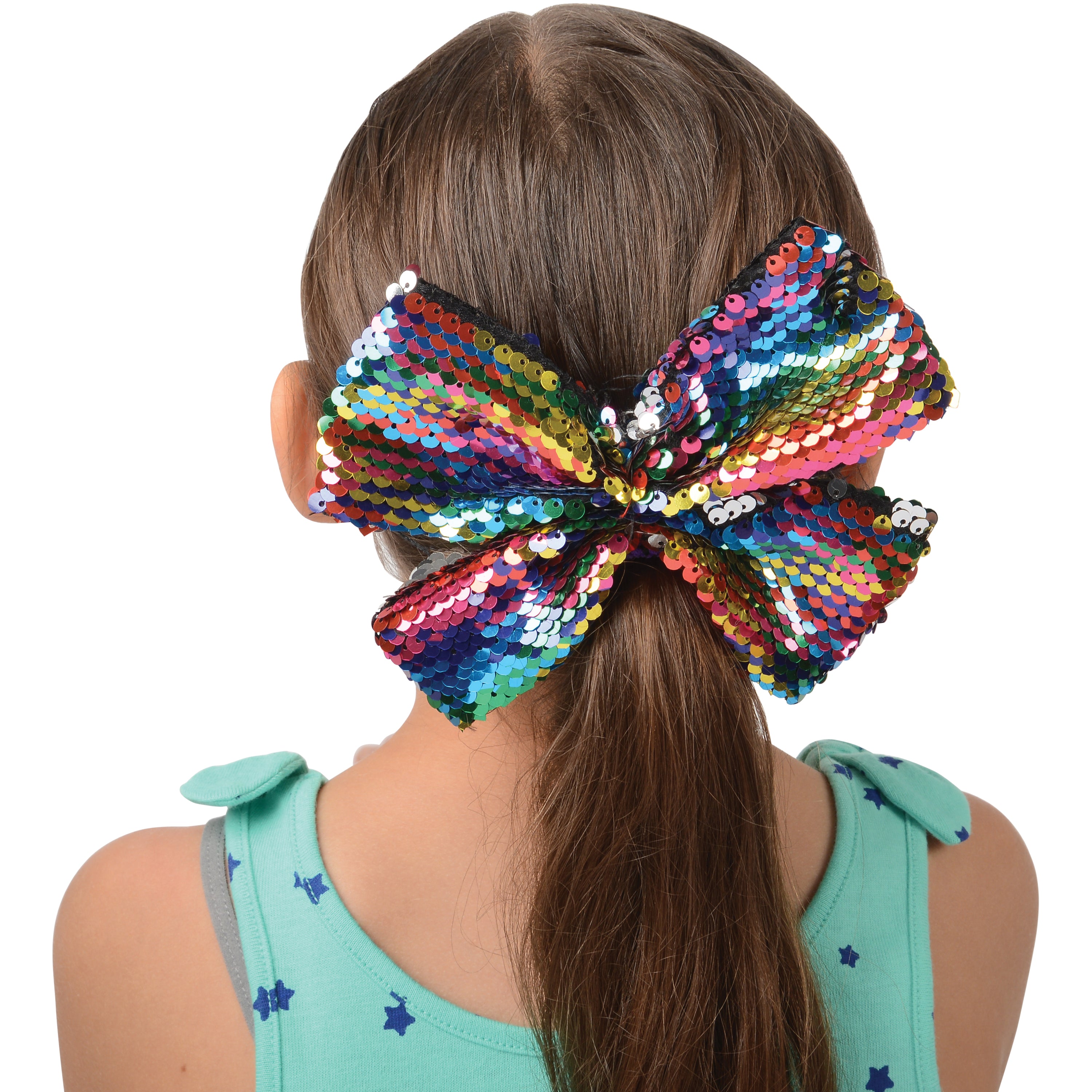 Rainbow Sequins Hair Bow