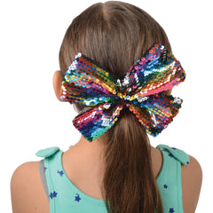 Rainbow Sequins Hair Bow