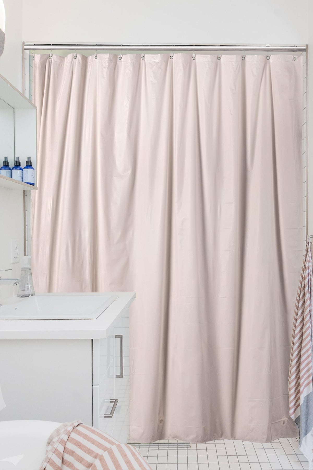 70 In. x 72 In. Pvc Shower Liner With Ring And Magnets | Ivory